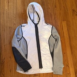 ATHLETA White and Gray Hooded Jacket - XL
